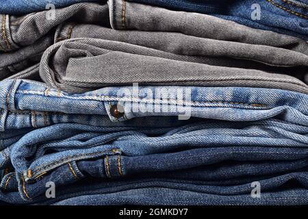 Jeans Stack Stack Hintergrund Stockfoto