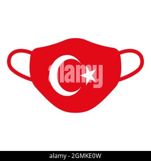 Türkische Flagge medizinische Gesichtsmaske Symbol Vektor Stock Illustration Stock Vektor
