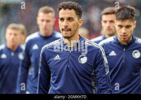 Kopenhagen, Dänemark. September 2021. Carlos Zeca vom FC Kopenhagen vor dem 3F Superliga-Spiel zwischen dem FC Kopenhagen und dem FC Midtjylland in Parken in Kopenhagen. (Foto: Gonzales Photo/Alamy Live News Stockfoto