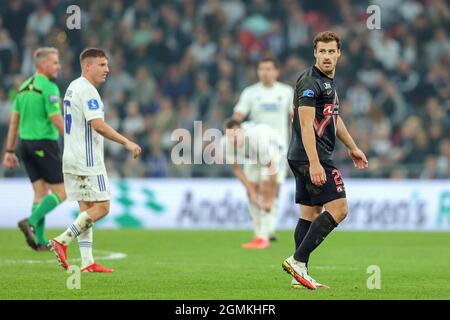 Kopenhagen, Dänemark. September 2021. Erik Sviatchenko (28) vom FC Midtjylland beim 3F Superliga-Spiel zwischen dem FC Kopenhagen und dem FC Midtjylland in Parken in Kopenhagen. (Foto: Gonzales Photo/Alamy Live News Stockfoto