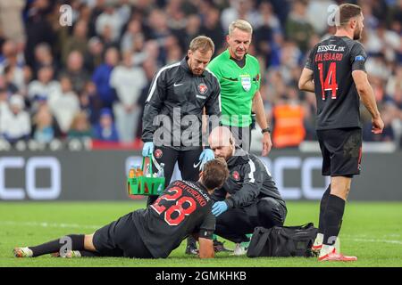 Kopenhagen, Dänemark. September 2021. Erik Sviatchenko (28) vom FC Midtjylland beim 3F Superliga-Spiel zwischen dem FC Kopenhagen und dem FC Midtjylland in Parken in Kopenhagen. (Foto: Gonzales Photo/Alamy Live News Stockfoto