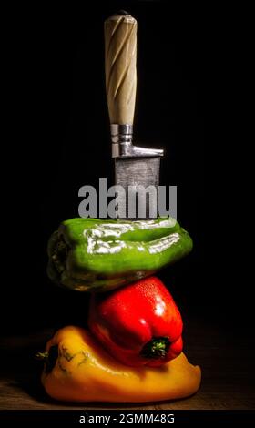 Stillleben Tomaten und Pfeffer Stockfoto