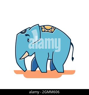 Großer Freundlicher Elefant Stehend Walking Zoo Cartoon Charakter Stock Vektor