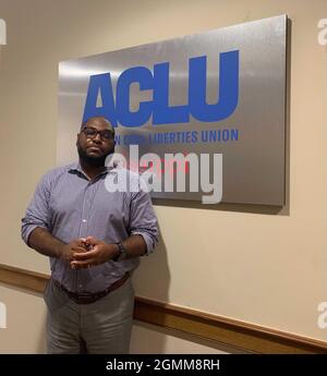 Jackson, USA. September 2021. Jarvis Dortch, Leiter der Bürgerrechtsorganisation ACLU, steht im Büro der Organisation. Die Organisation kämpft für das Recht auf Abtreibung. Quelle: Julia Naue/dpa/Alamy Live News Stockfoto