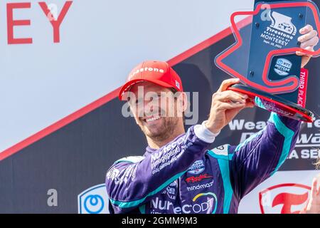 Monterey, Kalifornien, USA. September 2021. ROMAIN GROSJEAN (R) (51) aus Genf, Schweiz, wird 3. Beim Firestone Grand Prix von Monterey auf dem WeatherTech Raceway Laguna Seca in Monterey, Kalifornien. (Bild: © Riley Bridges Grindstone Media G/ASP über ZUMA Press Wire) Stockfoto