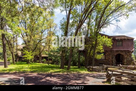 Flagstaff, Arizona - 11. September 2021: Riordan Mansion State Historic Park. Das Herrenhaus wurde vom Architekten Charles Whittlesey entworfen Stockfoto