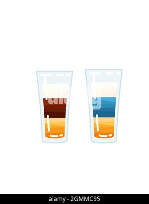 Alkoholische Aufnahmen in Glas Vektor-Illustration des sommerlichen Strandgetränks auf weißem Hintergrund Stock Vektor