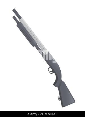 Pumpe Aktion Schrotflinte Waffe Polizei und Jagdgewehr Vektor-Illustration auf weißem Hintergrund Stock Vektor