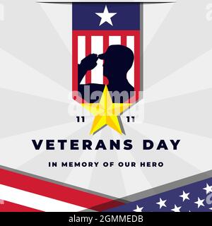 Flaches Design Veteranen Tag Konzept Vektor Illustration Stock Vektor