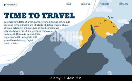 Vektor-Illustration Bannervorlage für Reisen leicht zum Meer, in einem flachen Stil. Stock Vektor