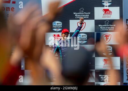 Monterey, Kalifornien, USA. September 2021. ROMAIN GROSJEAN (R) (51) aus Genf, Schweiz, wird 3. Beim Firestone Grand Prix von Monterey auf dem WeatherTech Raceway Laguna Seca in Monterey, Kalifornien. (Bild: © Kenneth Weisenberger Grindstone/ASP via ZUMA Press Wire) Stockfoto