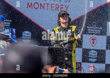 Monterey, Kalifornien, USA. September 2021. COLTON HERTA (26) aus Valencia, Kanada, gewinnt den Grand Prix von Monterey beim WeatherTech Raceway Laguna Seca in Monterey, Kalifornien. (Bild: © Kenneth Weisenberger Grindstone/ASP via ZUMA Press Wire) Stockfoto