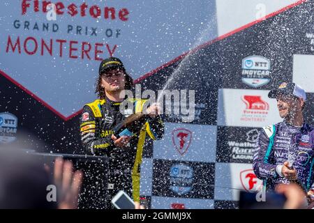 Monterey, Kalifornien, USA. September 2021. COLTON HERTA (26) aus Valencia, Kanada, gewinnt den Grand Prix von Monterey beim WeatherTech Raceway Laguna Seca in Monterey, Kalifornien. (Bild: © Kenneth Weisenberger Grindstone/ASP via ZUMA Press Wire) Stockfoto