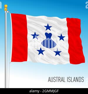 Offizielle Nationalflagge der Australischen Inseln, Mikronesien-Föderation, Ozeanien, Vektorgrafik Stock Vektor