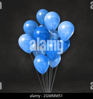 Blaue Luftballons Haufen auf einer schwarzen Wand Hintergrund. Rendering von 3D-Illustrationen Stockfoto