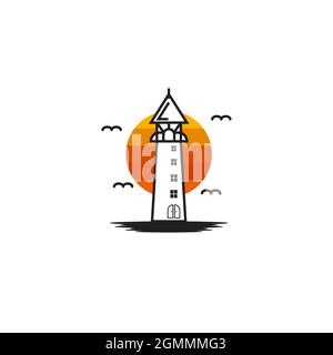 Light House Logo Symbol Vorlage vector Illustration Stockfoto