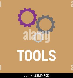 Tools in Business Illustration with Gears Stockfoto