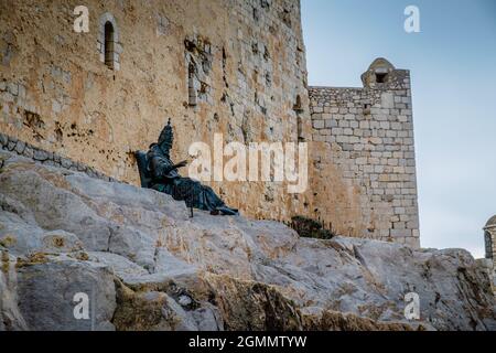 Im Inneren der templerfestung Castillo del Papa Luna in Peniscola Spanien Stockfoto