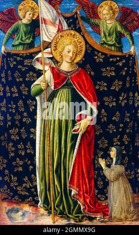 Benozzo Gozzoli, Heilige Ursula mit zwei Engeln und Spender, Gemälde, 1455-1460 Stockfoto