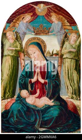 Madonna mit Kind und Engeln, Gemälde von Benozzo Gozzoli, 1490-1499 Stockfoto