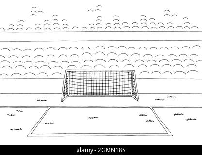 Fußballstadion Fußball Sport Grafik schwarz weiß Skizze Illustration Vektor Stock Vektor