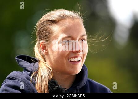 File Photo vom 27-05-2021 von Team GB und Chelsea's Fran Kirby während der Ankündigung des Team GB Tokyo 2020 Women's Football Teams im Botanischen Garten, Birmingham. Bilddatum: Donnerstag, 27. Mai 2021. Ausgabedatum: Montag, 20. September 2021. Stockfoto