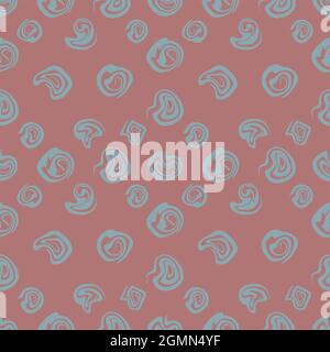 Abstrakte geometrische Formen auf einem pastellfarbenen schmutzigen rosa Hintergrund. Nahtloses Muster, Muster für Textilien, Bezüge, Kleidung. Stock Vektor