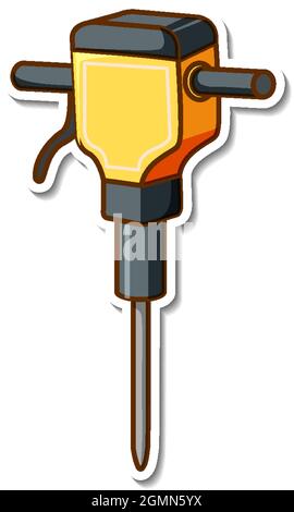 Bohrmaschine Rig elektrische Aufkleber auf weißem Hintergrund Illustration Stock Vektor