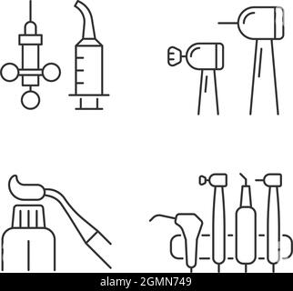Werkzeuge für die orale Chirurgie – lineare Symbole gesetzt Stock Vektor