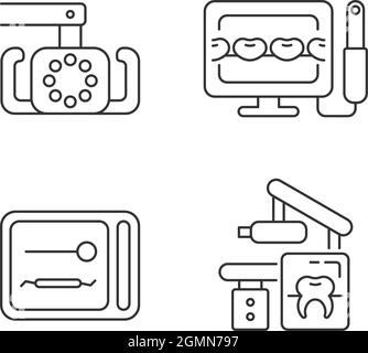 Lineare Symbole für Dentalgeräte gesetzt Stock Vektor