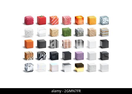Blank Cube verschiedene Oberfläche Mock up set, isoliert Stockfoto