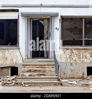 Hochwasserkatastrophe 2021 Ahrtal, Ahrtal, zerstörtes Haus in der Roteeinstraße, Deutschland, Rheinland-Pfalz, Eifel, Dernau Stockfoto