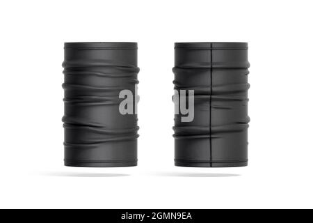 Blank schwarz ausgeklappt Hals Gamasche Mockup Vorder-und Rückansicht Stockfoto