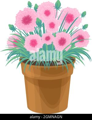 Frühling bunte Blumen in Töpfen Vektor-Pflanzen für Haus und Garten, Topfpflanzen Stock Vektor