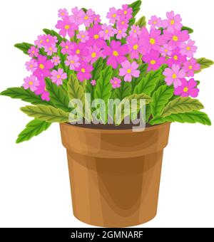 Frühling bunte Blumen in Töpfen Pflanzen für Haus und Garten, Topfpflanzen Stock Vektor