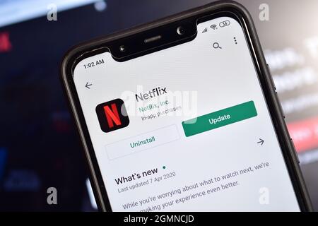 Neu Delhi, Indien 10. April 2020:- Netflix-Anwendung auf dem Smartphone Stockfoto
