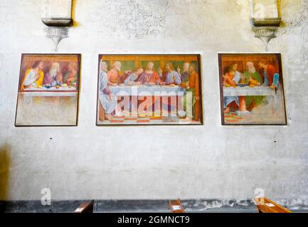 Das letzte Abendmahl in der Kirche St. Maria degli Angeli, gemalt von Bernardo Luini, dem berühmtesten Mailänder Maler des frühen 16. Jahrhunderts, Lugano, Kanton Stockfoto
