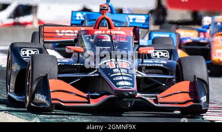 September 19 2021 Monterey, CA, USA Team-Penske-Fahrer wird aus der 11. Runde beim NTT Firestone Grand Prix von Monterey Race auf dem WeatherTech Raceway Laguna Seca Monterey, CA, Thurman James/CSM, Power holen Stockfoto