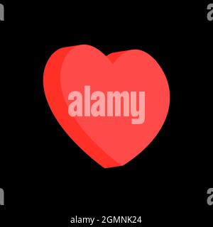 Dreidimensionales isoliertes, herzförmiges rotes Element. Vektorgrafik Stock Vektor