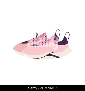 Vektor-Illustration Paar pinke Running Sneakers für das Training. Moderne Sportschuhe. Stock Vektor