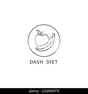 Vektorlinie Logo, Abzeichen oder Symbol - DASH Diät. Symbol für eine gesunde Ernährung. Stock Vektor
