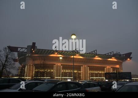 Außerhalb von San Siro/Giuseppe Meazza, AC Milan & Inter Mailand Stadion Stockfoto