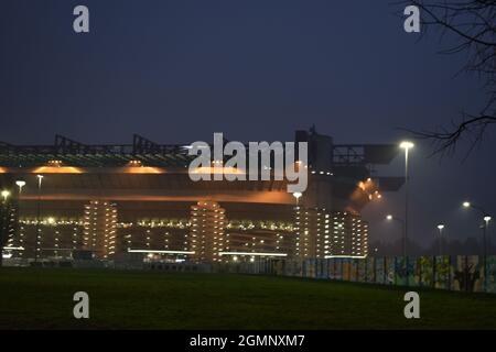 Außerhalb von San Siro/Giuseppe Meazza, AC Milan & Inter Mailand Stadion Stockfoto