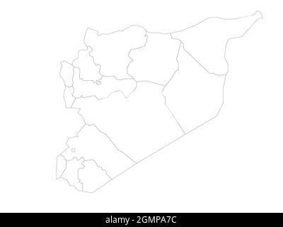 Politische Landkarte von Syrien. Verwaltungsabteilungen - Gouvernements. Einfache, flache, leere Vektorkarte Stock Vektor