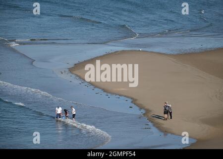Gower, Swansea, Großbritannien. September 2021. Wetter in Großbritannien. Ein warmer, sonniger Herbstnachmittag in Broughton Bay auf der Gower Halbinsel. Kredit: Gareth Llewelyn/Alamy Live Nachrichten Stockfoto