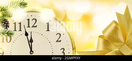 Silvester-Uhr-Hintergrund. Stockfoto