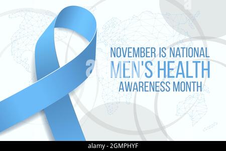 Konzept des National Men's Health Awareness Month. Banner-Vorlage mit blauem Band und Text. Vektorgrafik. Stock Vektor