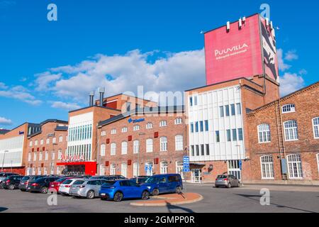 Porin Puuvilla, ehemalige Finlayson-Fabrik, beherbergt Kauppakeskus Puuvilla und andere Orte in Pori, Finnland Stockfoto