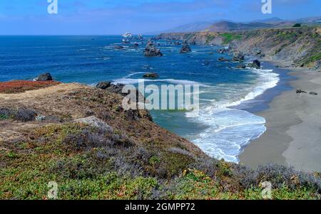 Dies ist die unaussprechliche Bodega Bay Gegend, Meilen und Meilen von ruhigen Stränden mit einem ätherischen und wunderschönen Reiz. Stockfoto