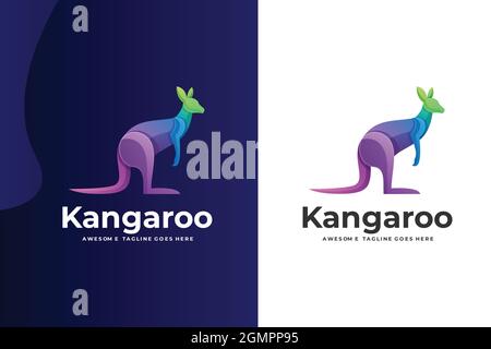 Modernes abstraktes und farbenfrohes Känguru-Logo-Design und Vektorgrafik Stock Vektor